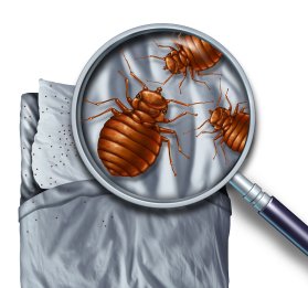 Bed bugs in magnifying lens view